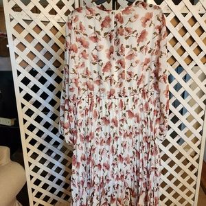Spring Floral Pleated Dress